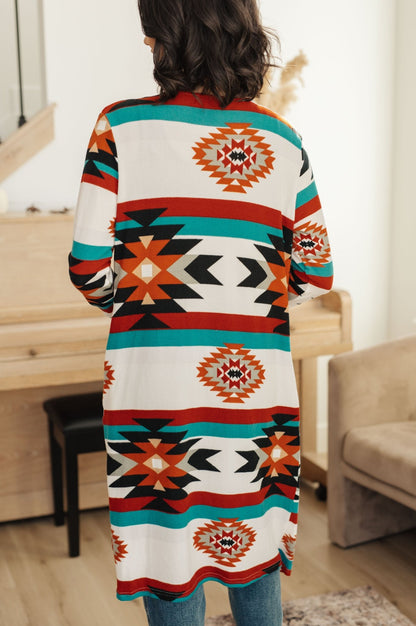 Desert Winter Aztec Print Long Cardigan (Online Exclusive) - Uptown Boutique Ramona