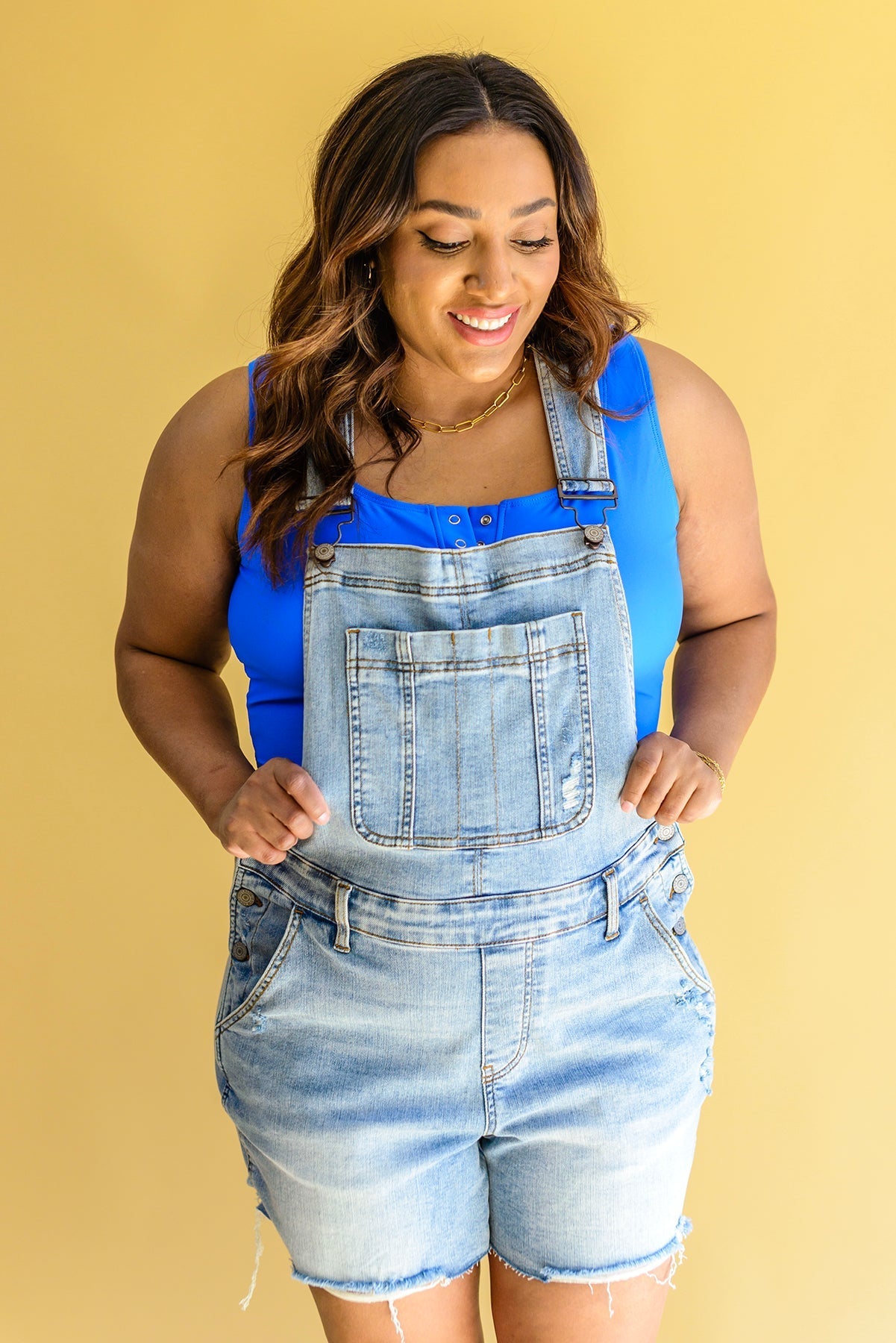 Devon Distressed Shortalls (Online Exclusive) - Uptown Boutique Ramona