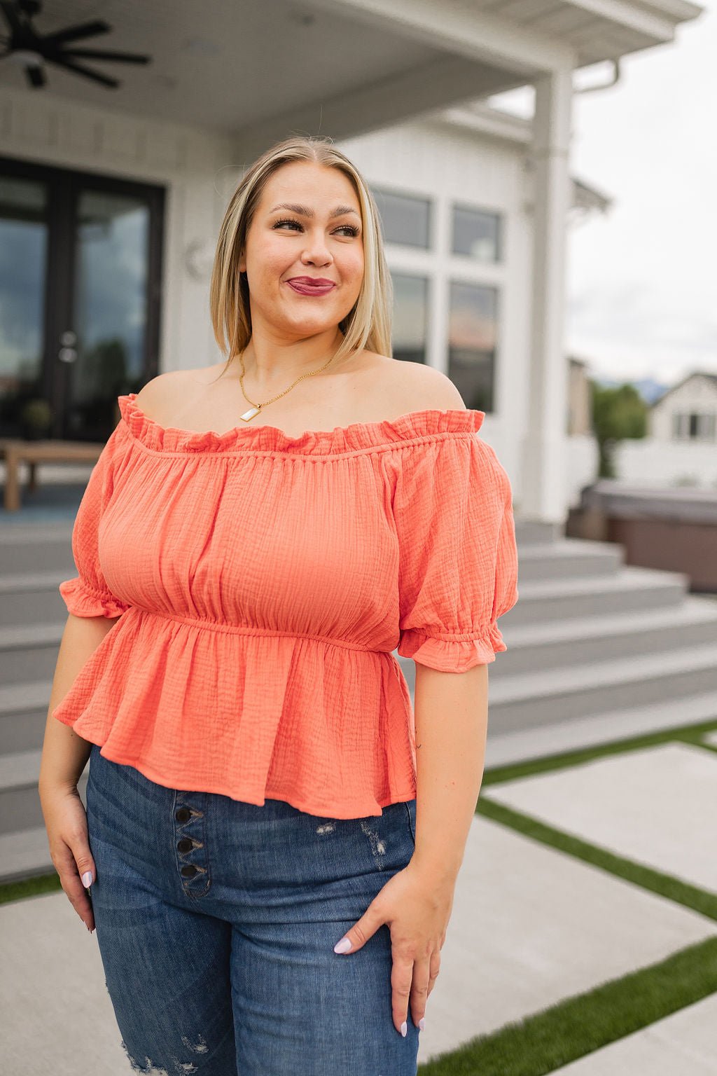 Don't Be Shy Off the Shoulder Blouse - Uptown Boutique Ramona