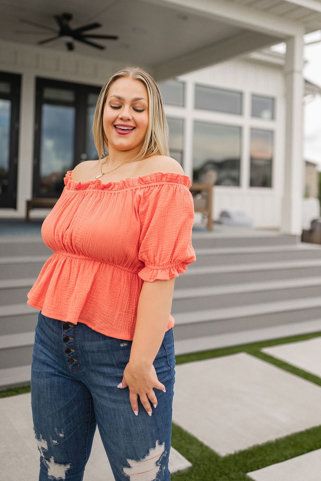 Don't Be Shy Off the Shoulder Blouse - Uptown Boutique Ramona