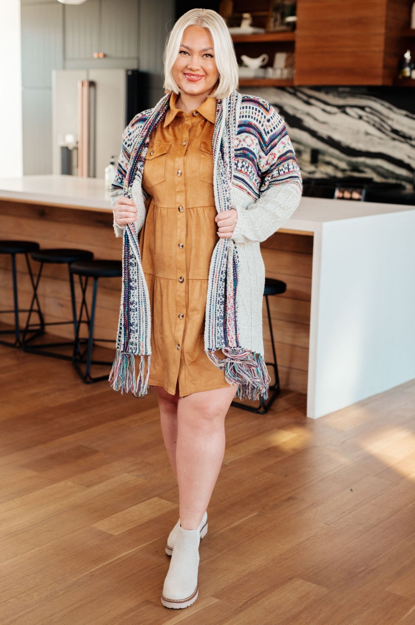 Don't Hang Up Faux Suede Shirt Dress (Online Exclusive) - Uptown Boutique Ramona