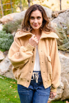 Don't Stress Oversized Collar Sherpa Jacket In Taupe (Online Exclusive) - Uptown Boutique Ramona