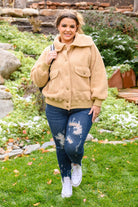 Don't Stress Oversized Collar Sherpa Jacket In Taupe (Online Exclusive) - Uptown Boutique Ramona