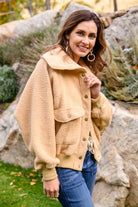 Don't Stress Oversized Collar Sherpa Jacket In Taupe (Online Exclusive) - Uptown Boutique Ramona