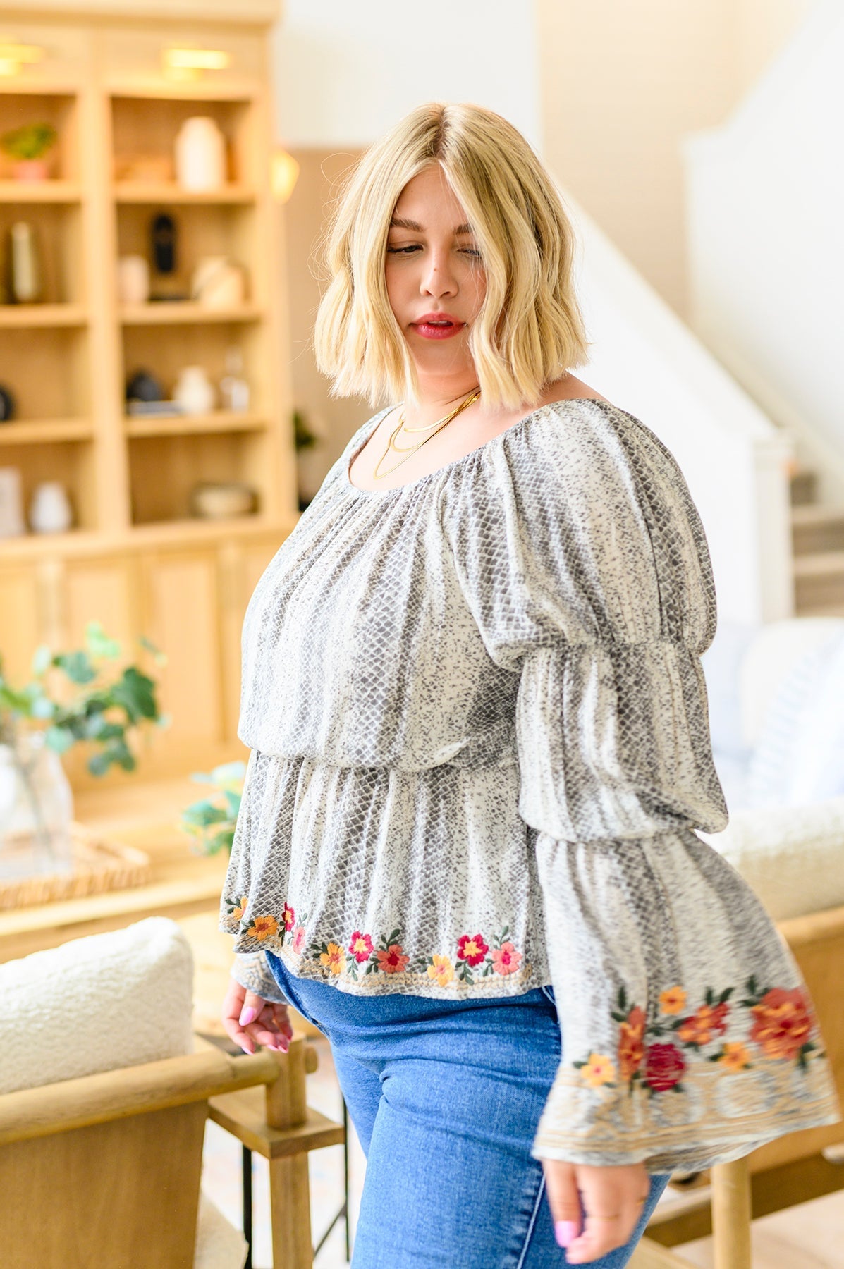 Don't Tempt Me Embroidered Blouse (Online Exclusive) - Uptown Boutique Ramona