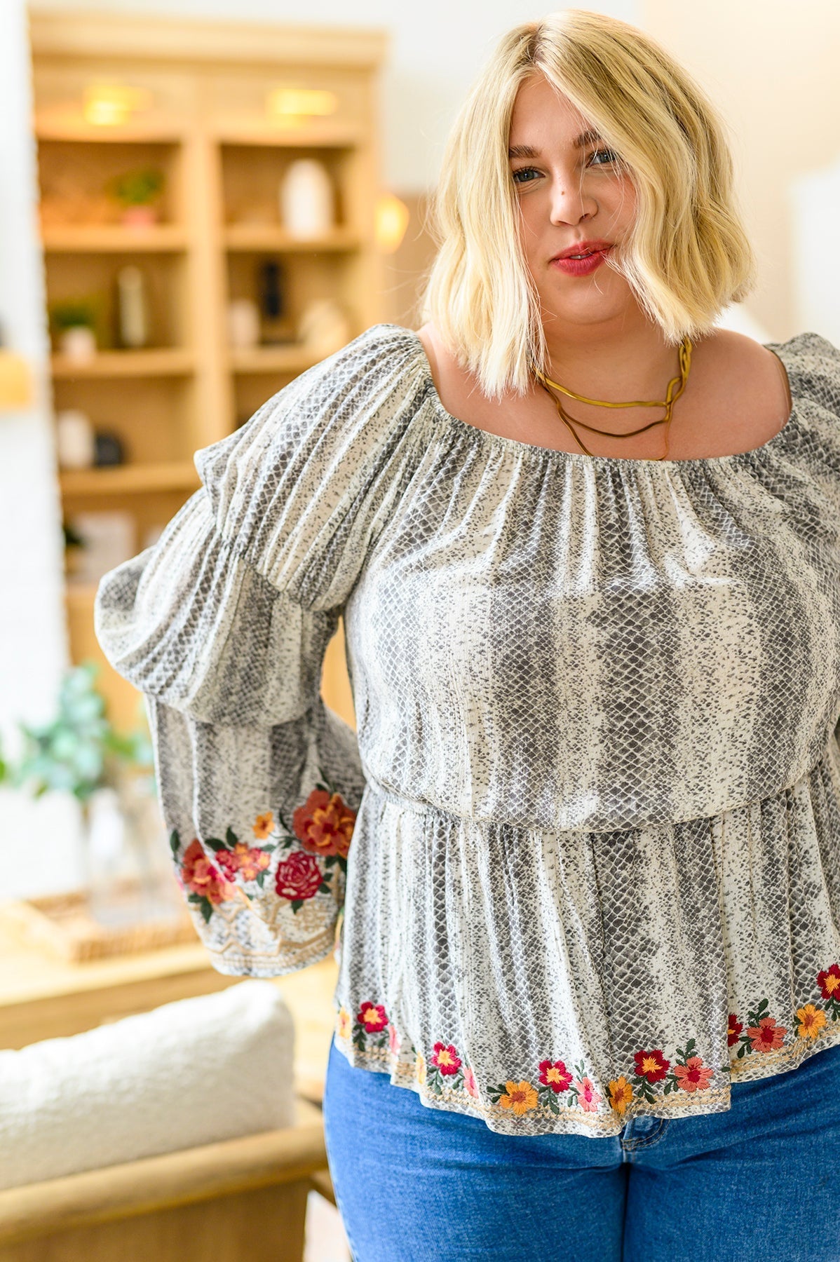 Don't Tempt Me Embroidered Blouse (Online Exclusive) - Uptown Boutique Ramona
