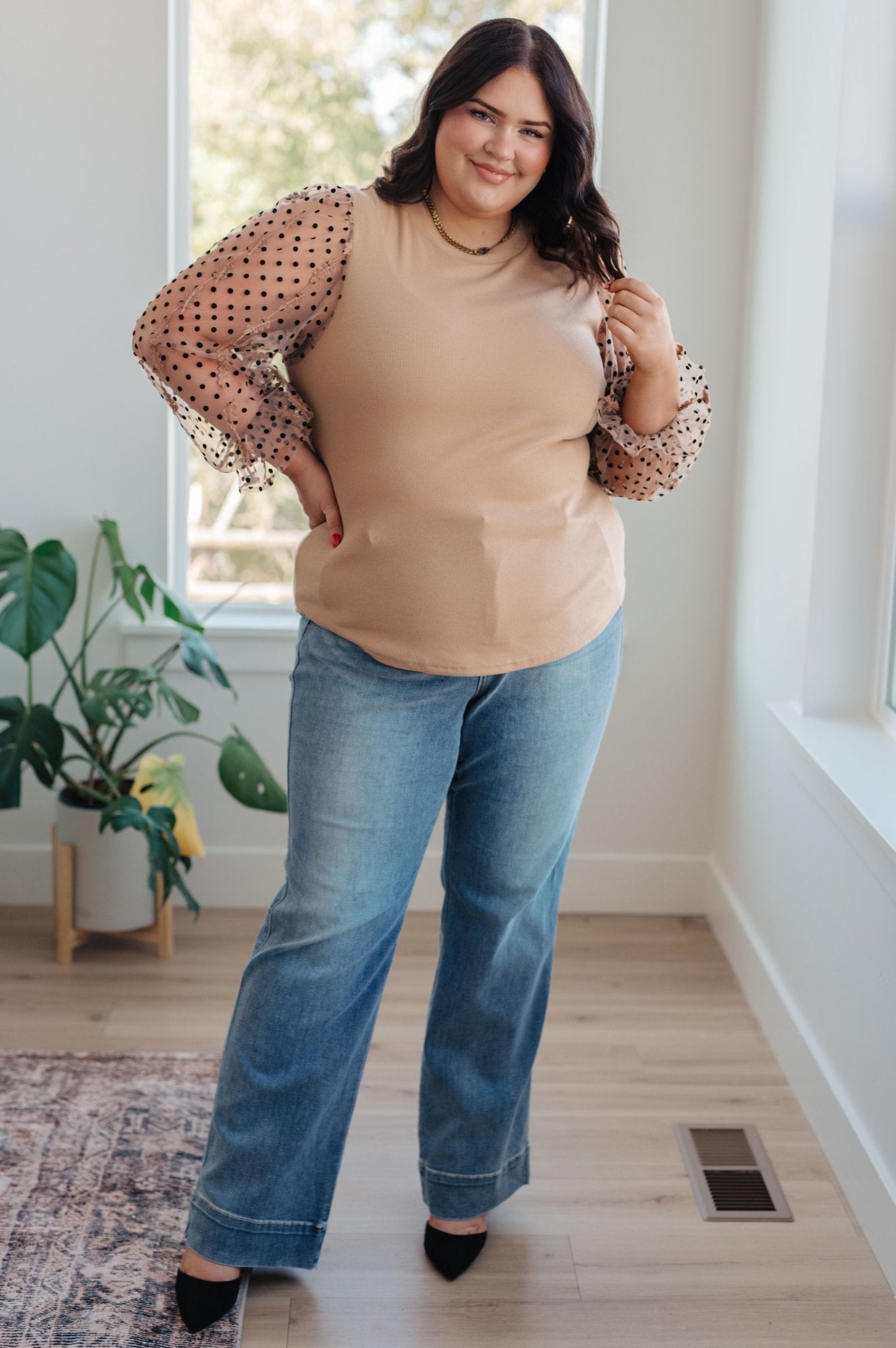 Dots on My Sleeves Blouse (Online Exclusive) - Uptown Boutique Ramona