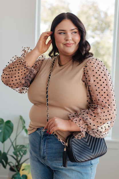 Dots on My Sleeves Blouse (Online Exclusive) - Uptown Boutique Ramona