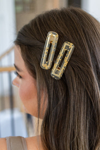 Double Trouble 2 Pack Hair Clip in Gold Leaf (Online Exclusive) - Uptown Boutique Ramona