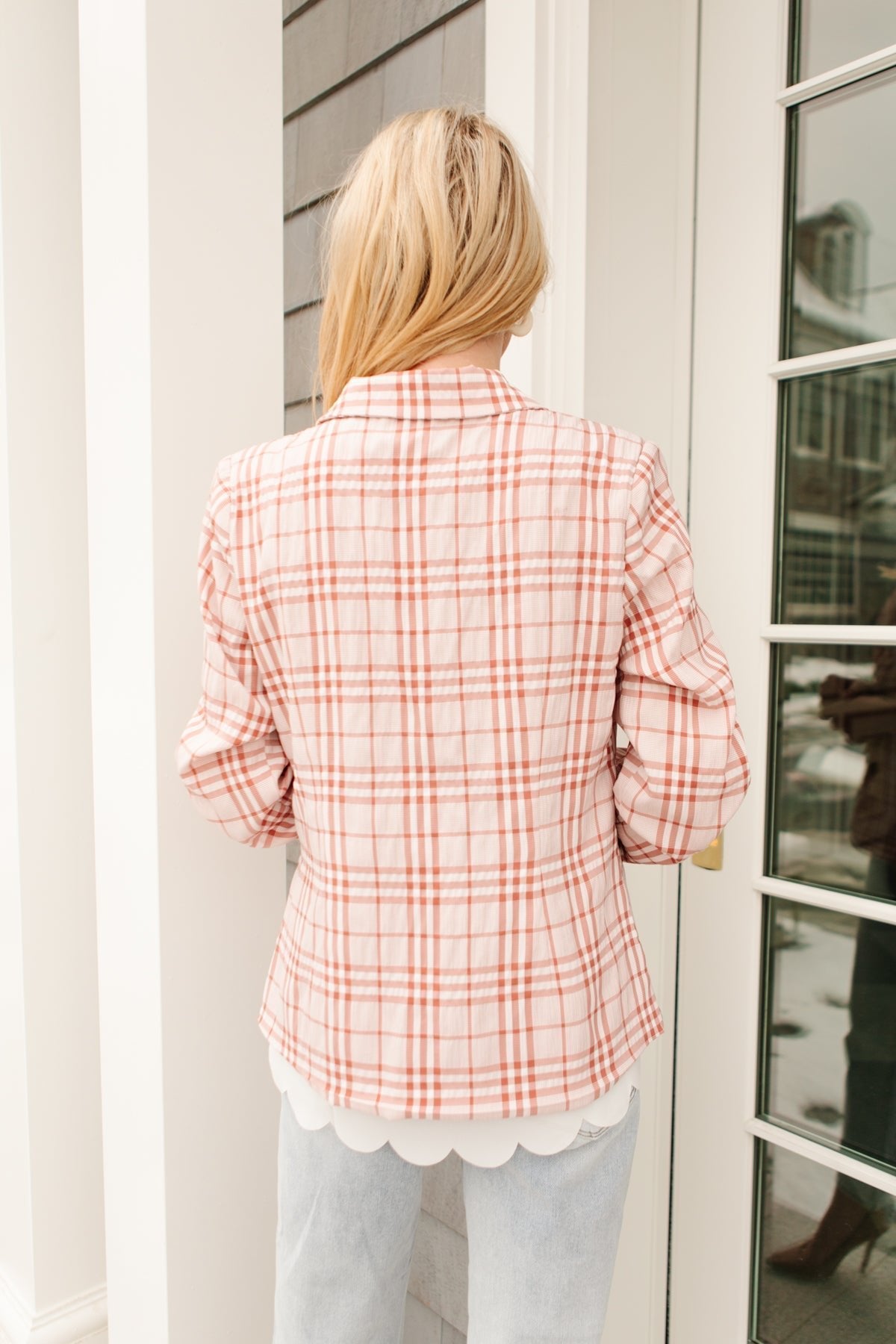 Dressed in Plaid Blazer In Pink (Online Exclusive) - Uptown Boutique Ramona