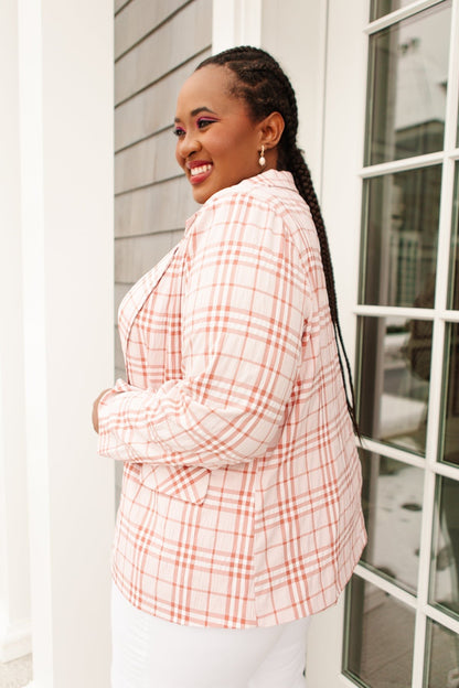 Dressed in Plaid Blazer In Pink (Online Exclusive) - Uptown Boutique Ramona