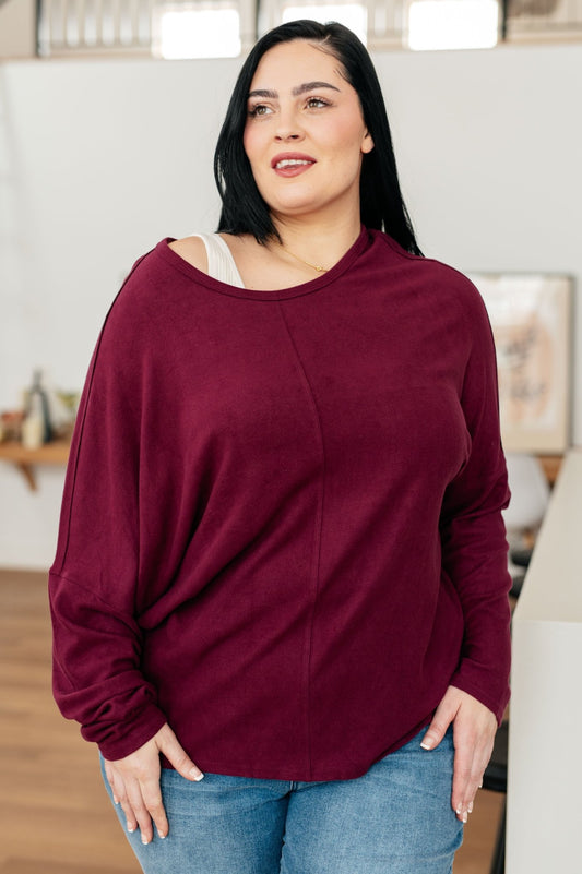 Drive Downtown Dolman Sleeve Top in Wine (Online Exclusive) - Uptown Boutique Ramona