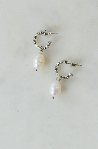 Drops Of Pearl Earrings In Silver (Online Exclusive) - Uptown Boutique Ramona