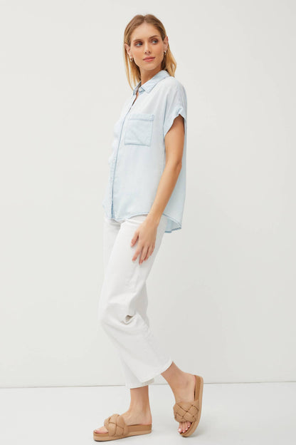 Brighten Your Days Chambray Blouse
