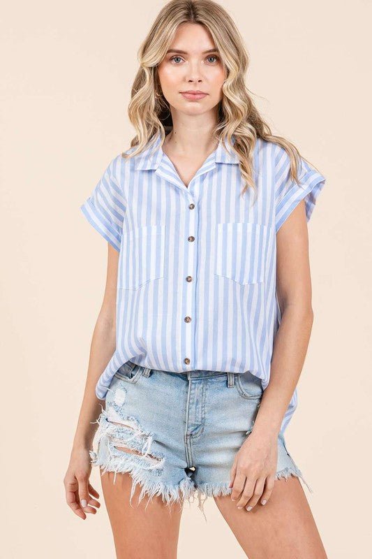 East Coasting Striped Top - Uptown Boutique Ramona