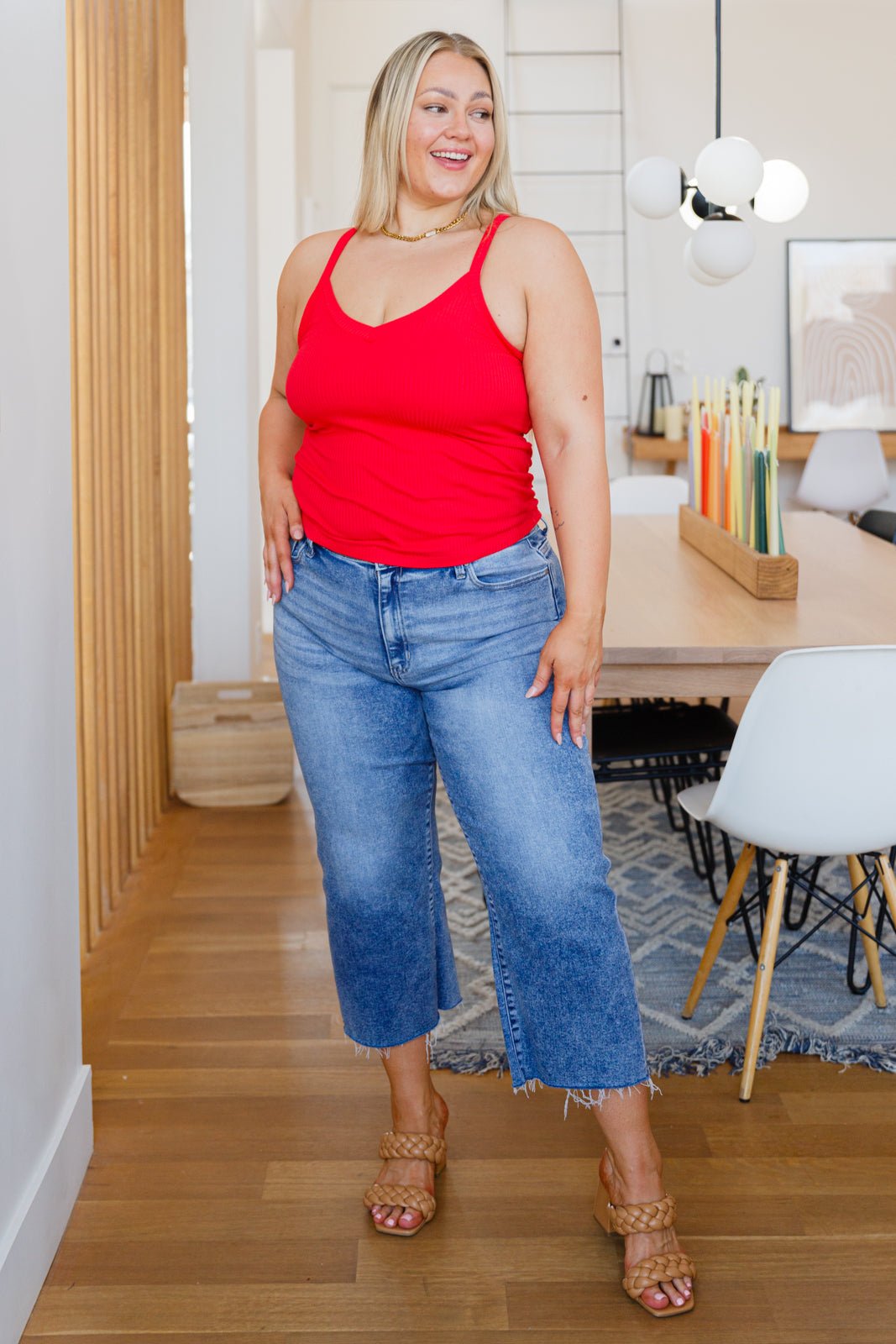 Easy Goes It Ribbed Cami in Ruby Red (Online Exclusive) - Uptown Boutique Ramona