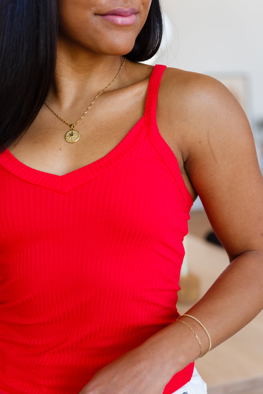 Easy Goes It Ribbed Cami in Ruby Red (Online Exclusive) - Uptown Boutique Ramona