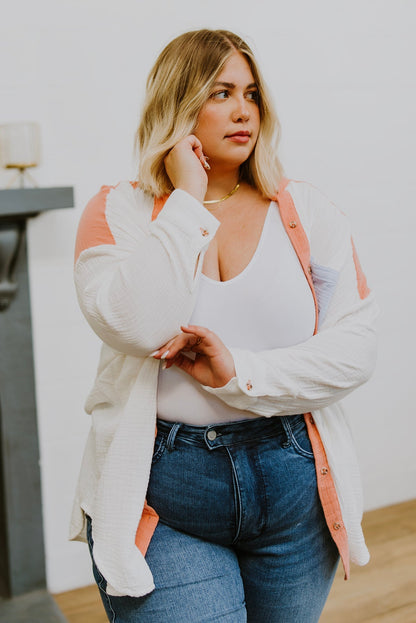 Easy To Love Colorblock Button Up (Online Exclusive) - Uptown Boutique Ramona