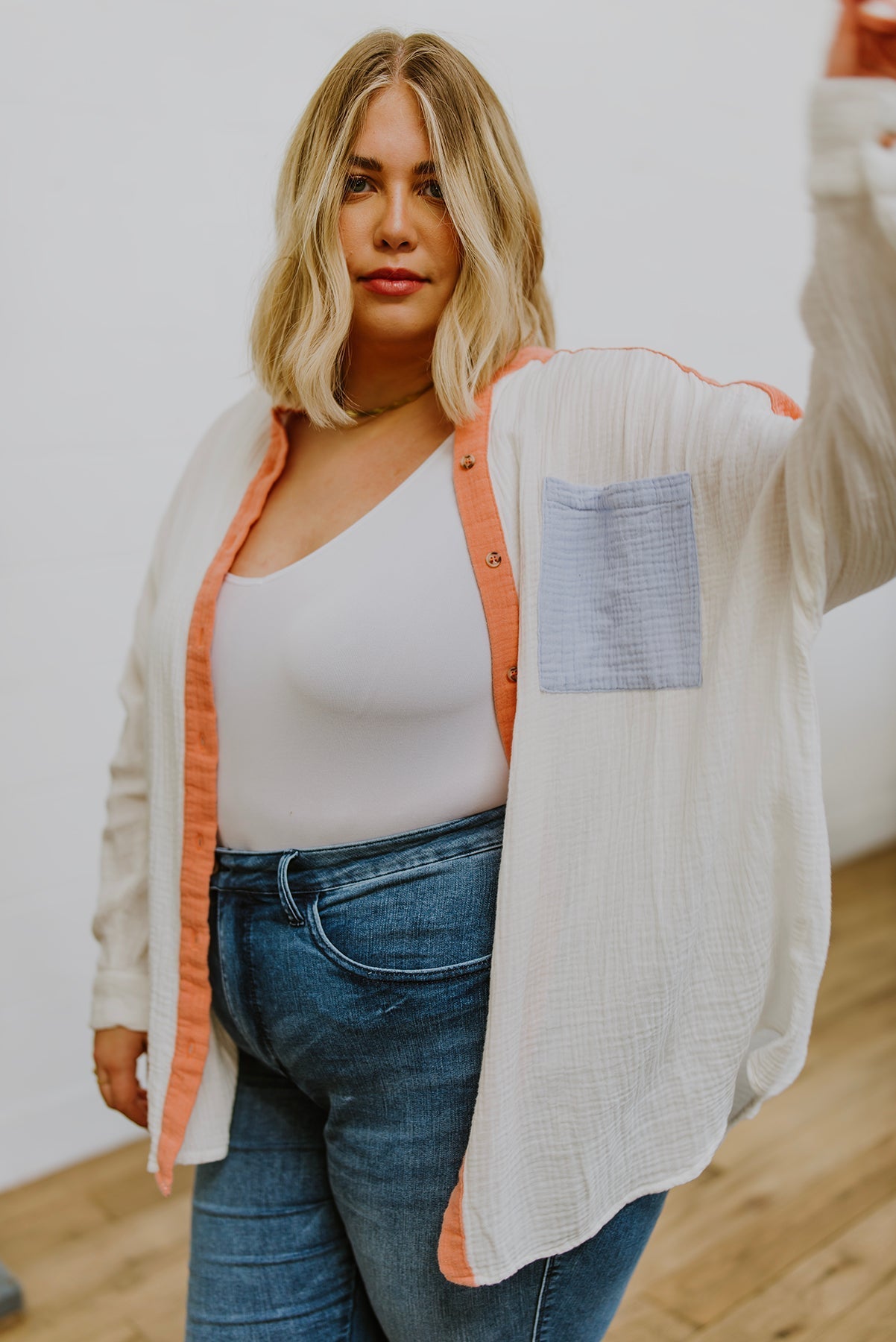 Easy To Love Colorblock Button Up (Online Exclusive) - Uptown Boutique Ramona