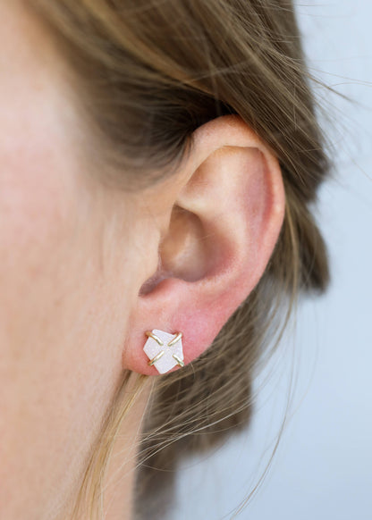 White Druzy Prong Earring