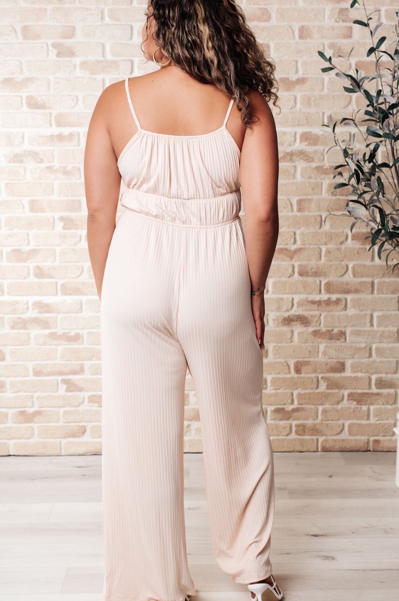 Eden Elastic Waist Jumpsuit Apricot (Online Exclusive) - Uptown Boutique Ramona