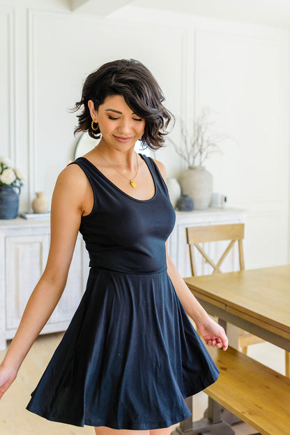 Effortless in Ebony Skort Dress (Online Exclusives) - Uptown Boutique Ramona