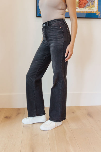 Eleanor High Rise Classic Straight Jeans in Washed Black (Online Exclusive) - Uptown Boutique Ramona