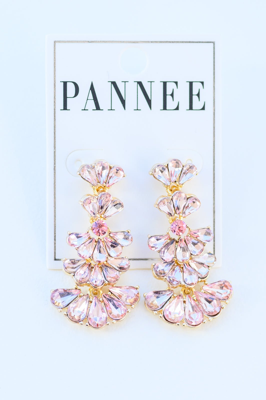 Ella Smoky Crystal Drop Earrings in Light Pink (Online Exclusive) - Uptown Boutique Ramona