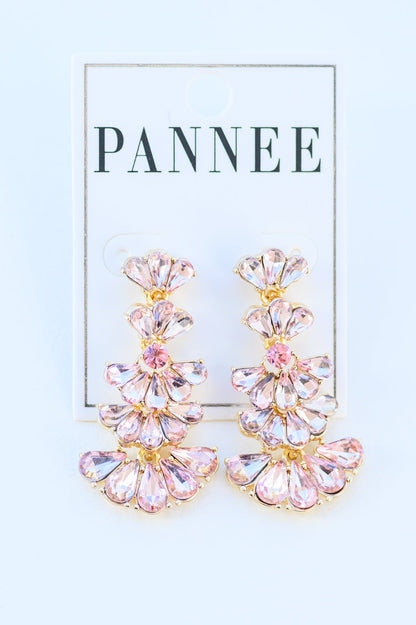 Ella Smoky Crystal Drop Earrings in Light Pink (Online Exclusive) - Uptown Boutique Ramona