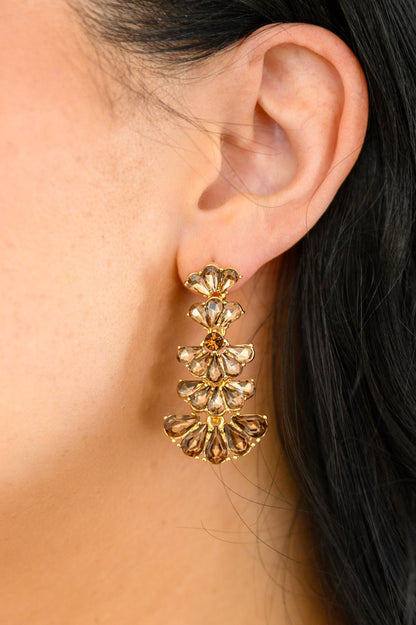 Ella Smoky Crystal Drop Earrings in Smoky Brown (Online Exclusive) - Uptown Boutique Ramona