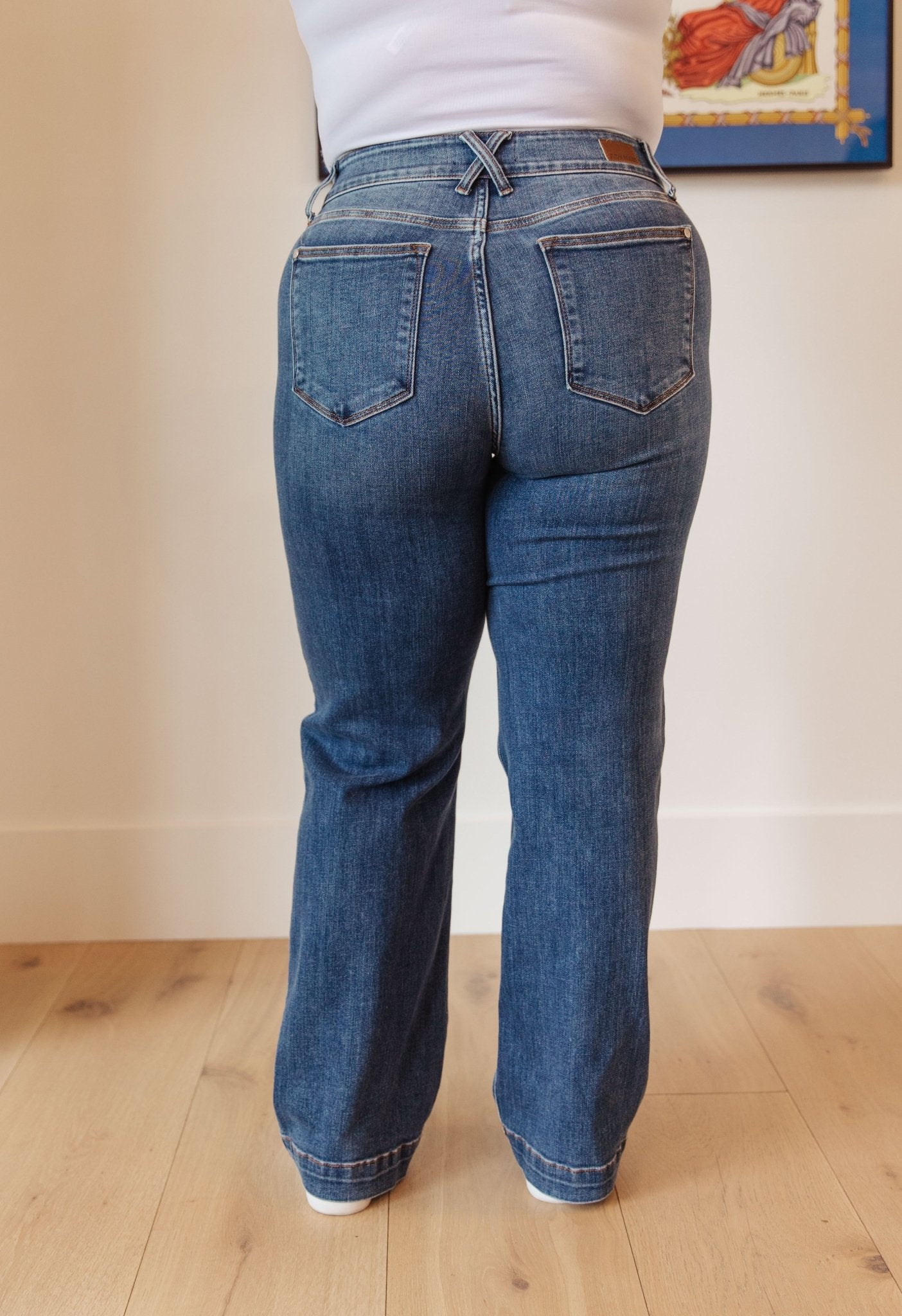 Elsie High Rise Double Button Wide Leg Jeans (Online Exclusive) - Uptown Boutique Ramona