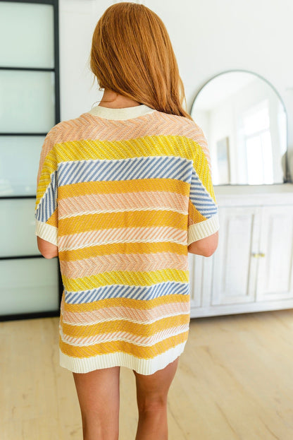 Embrace Me Striped Half Sleeve Knit Cardigan (Online Exclusive) - Uptown Boutique Ramona