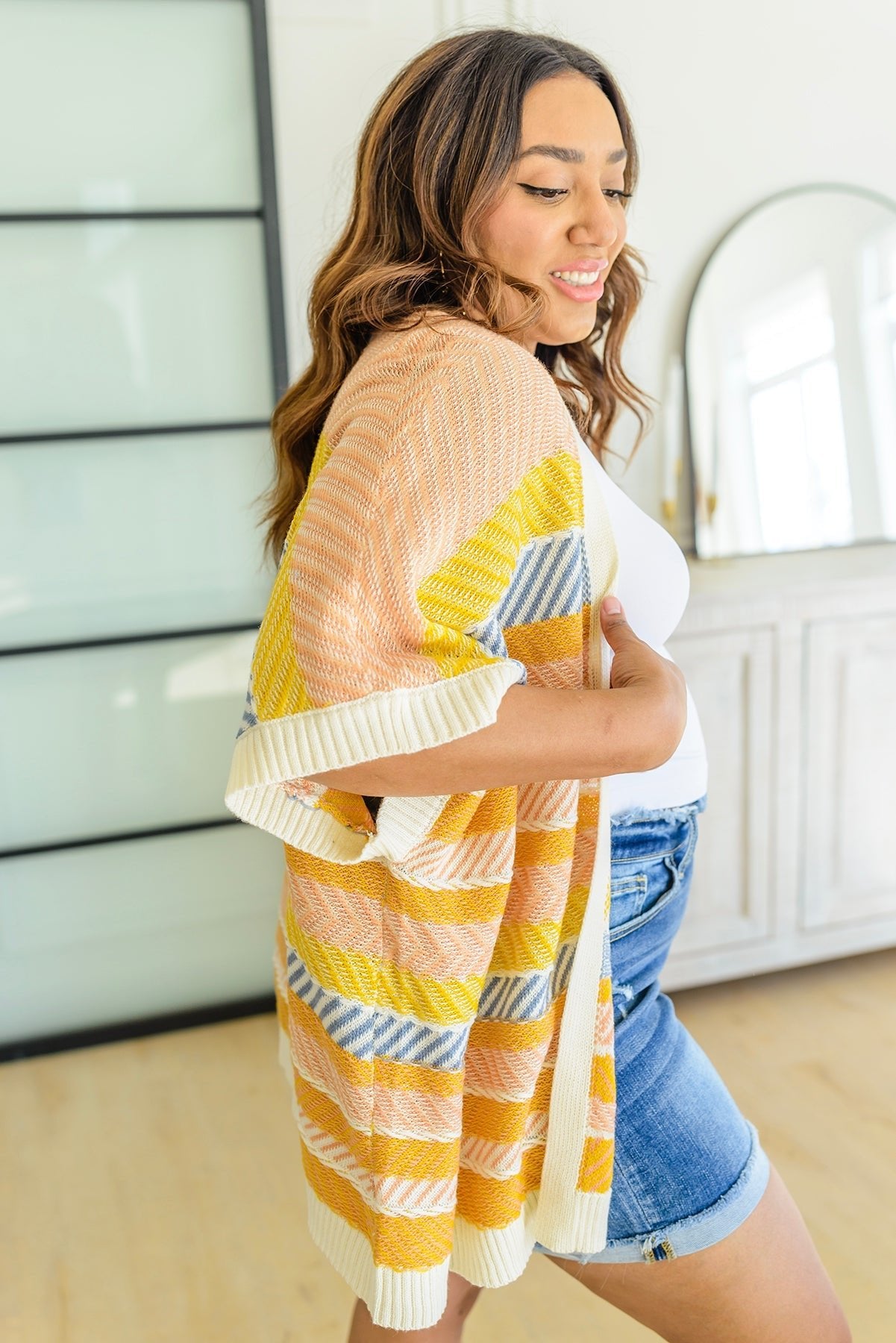 Embrace Me Striped Half Sleeve Knit Cardigan (Online Exclusive) - Uptown Boutique Ramona