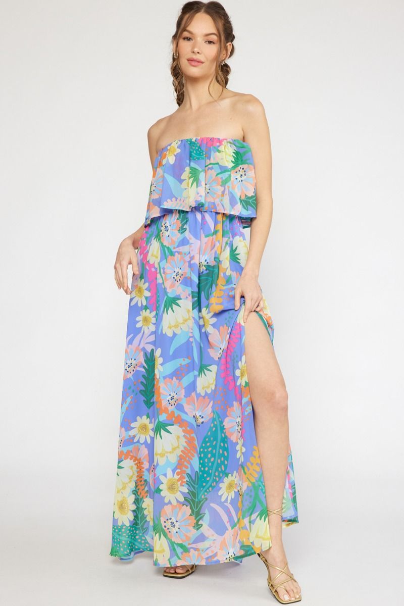 Midday Cruise Strapless Maxi Dress