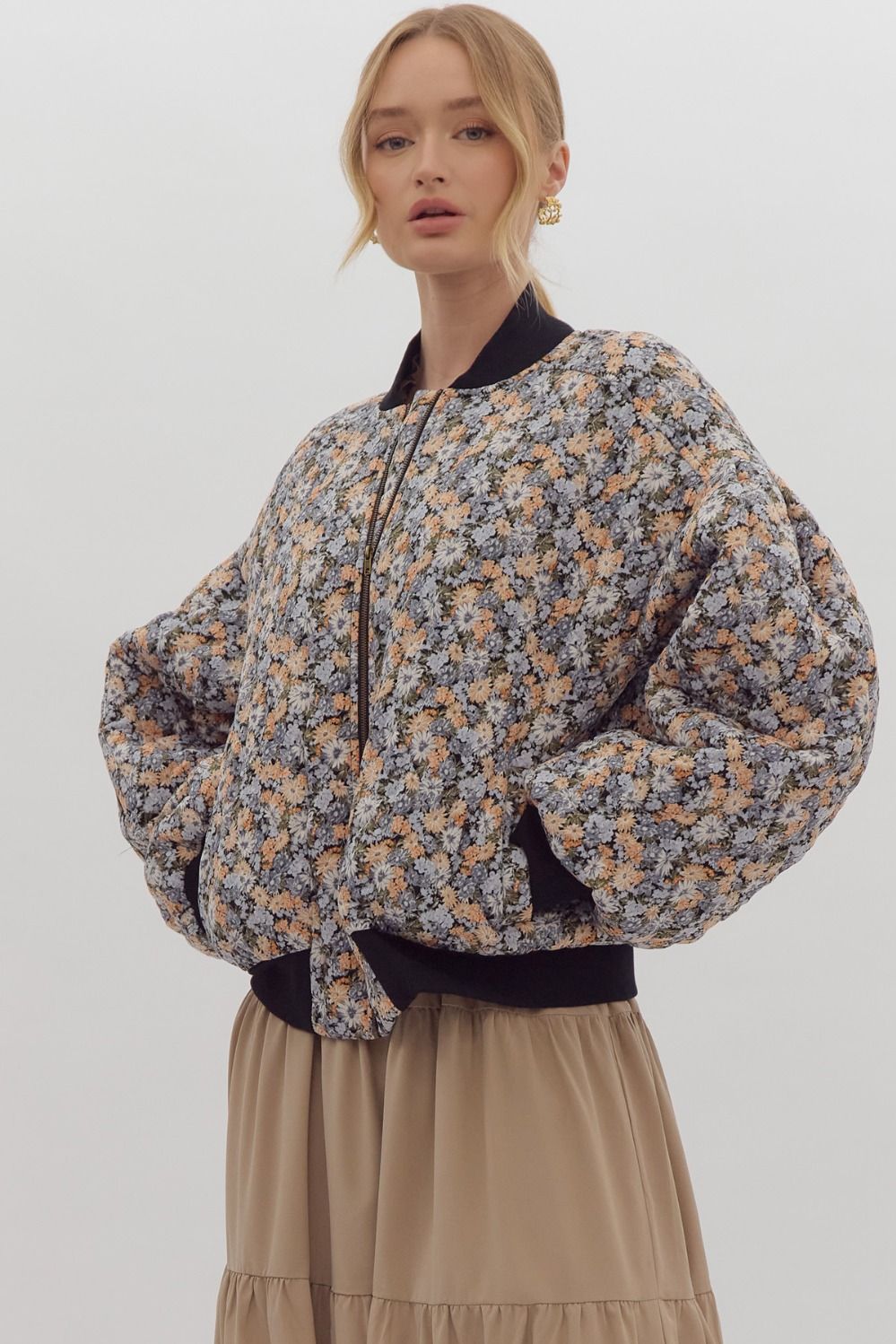 Look Out For You Floral Quilted Bomber Jacket