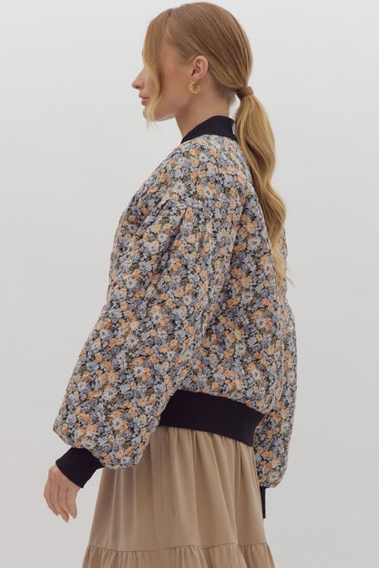 Look Out For You Floral Quilted Bomber Jacket