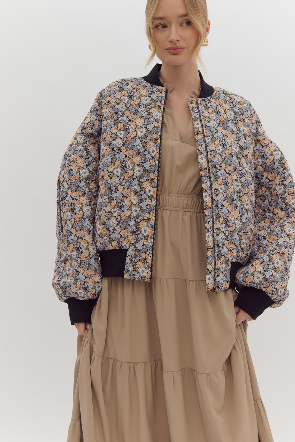 Look Out For You Floral Quilted Bomber Jacket