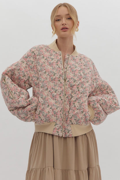 Look Out For You Floral Quilted Bomber Jacket