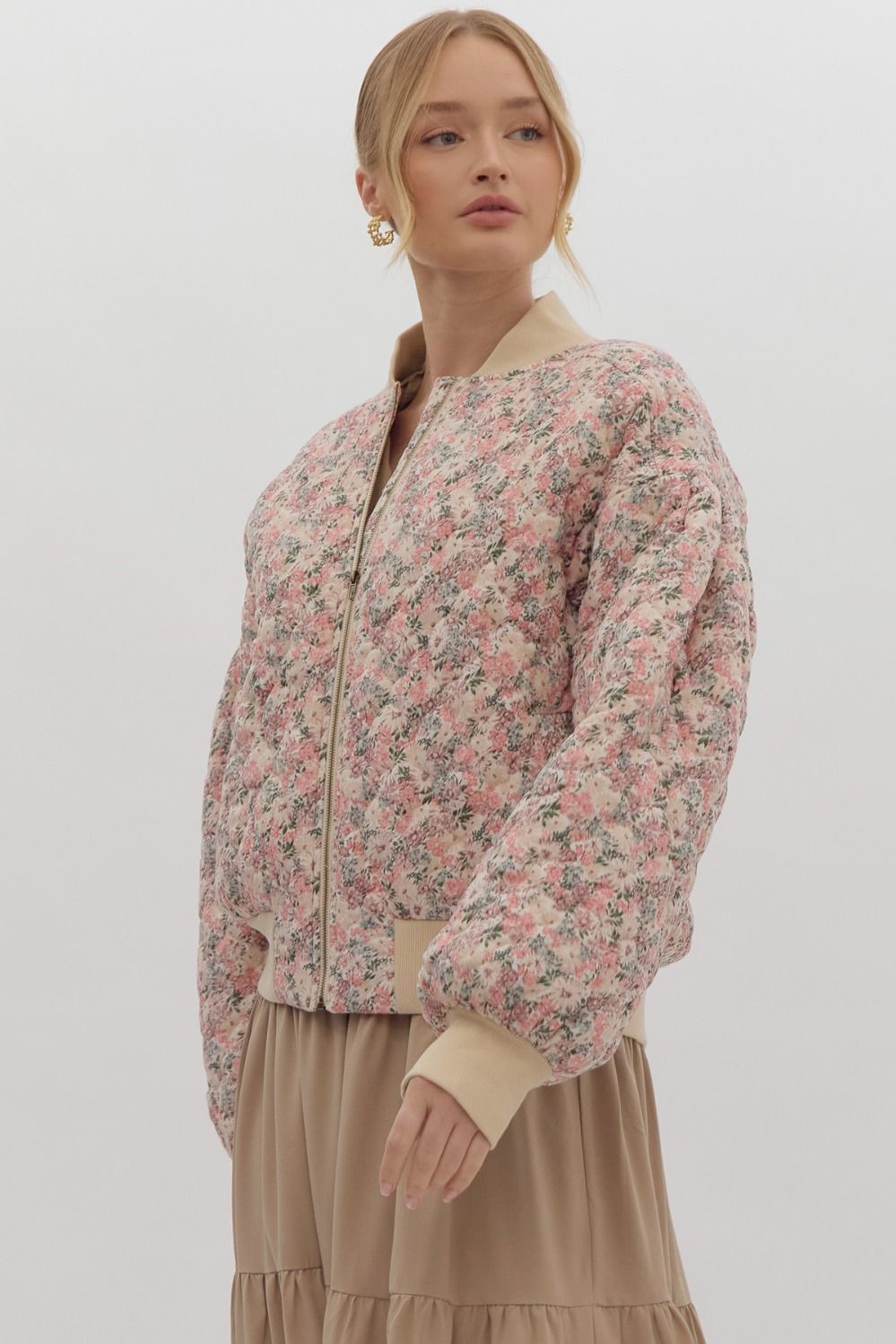 Look Out For You Floral Quilted Bomber Jacket