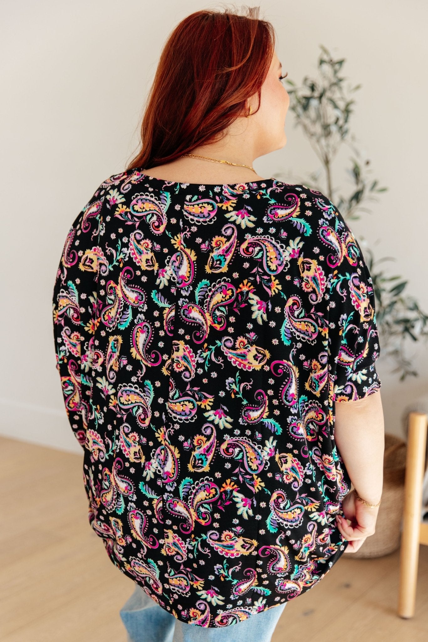 Essential Blouse in Black and Pink Paisley (Online Exclusive) - Uptown Boutique Ramona