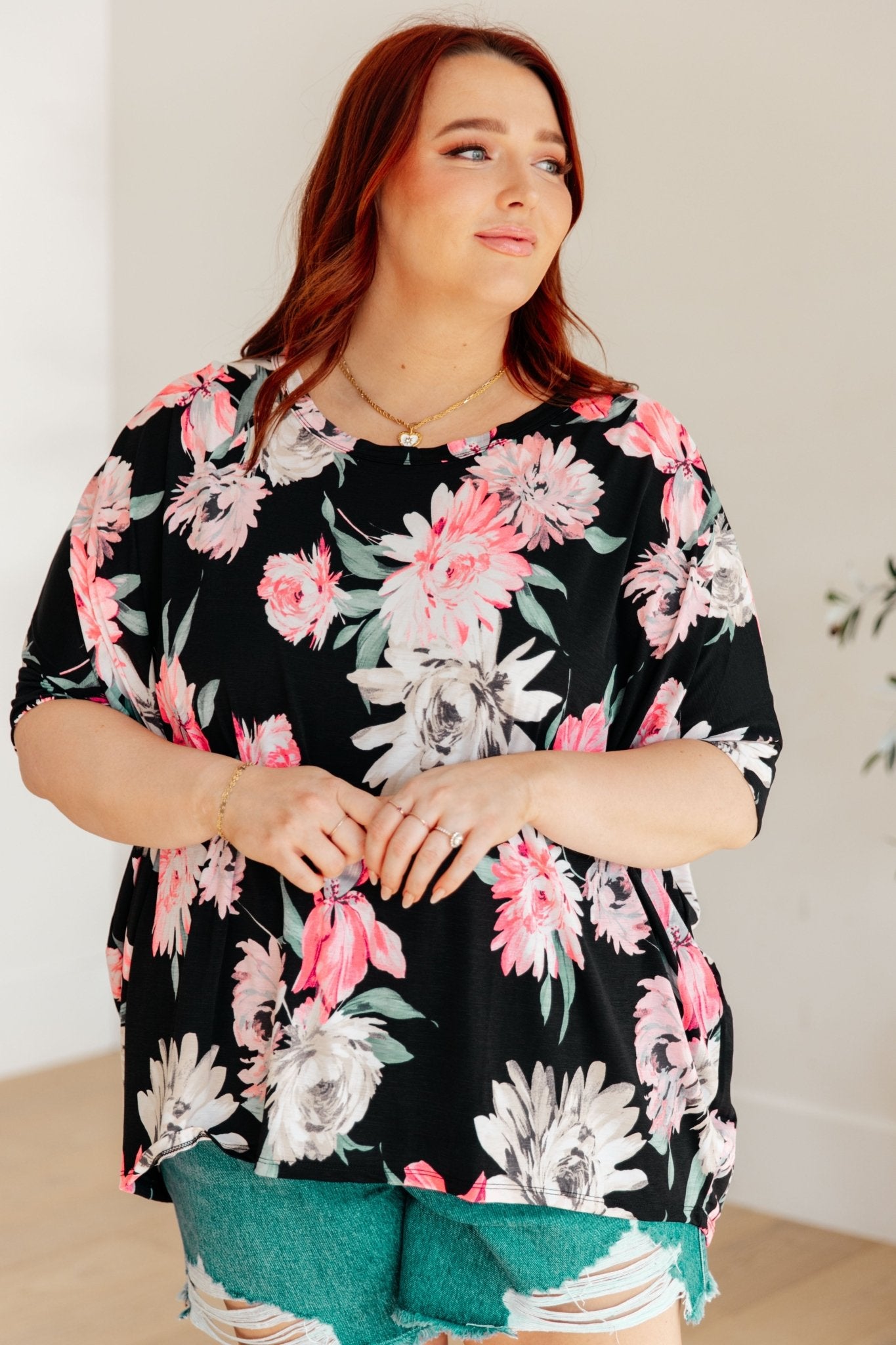 Essential Blouse in Black Floral (Online Exclusive) - Uptown Boutique Ramona