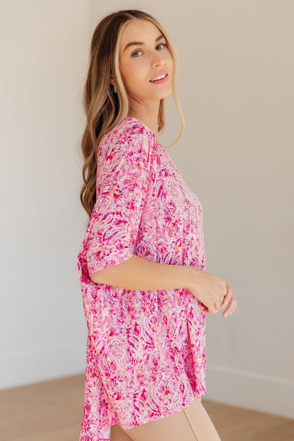 Essential Blouse in Fuchsia and White Paisley (Online Exclusive) - Uptown Boutique Ramona