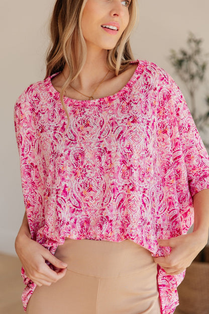 Essential Blouse in Fuchsia and White Paisley (Online Exclusive) - Uptown Boutique Ramona