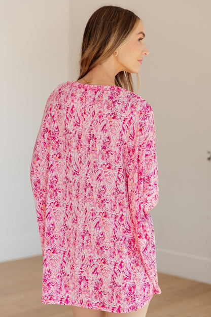 Essential Blouse in Fuchsia and White Paisley (Online Exclusive) - Uptown Boutique Ramona