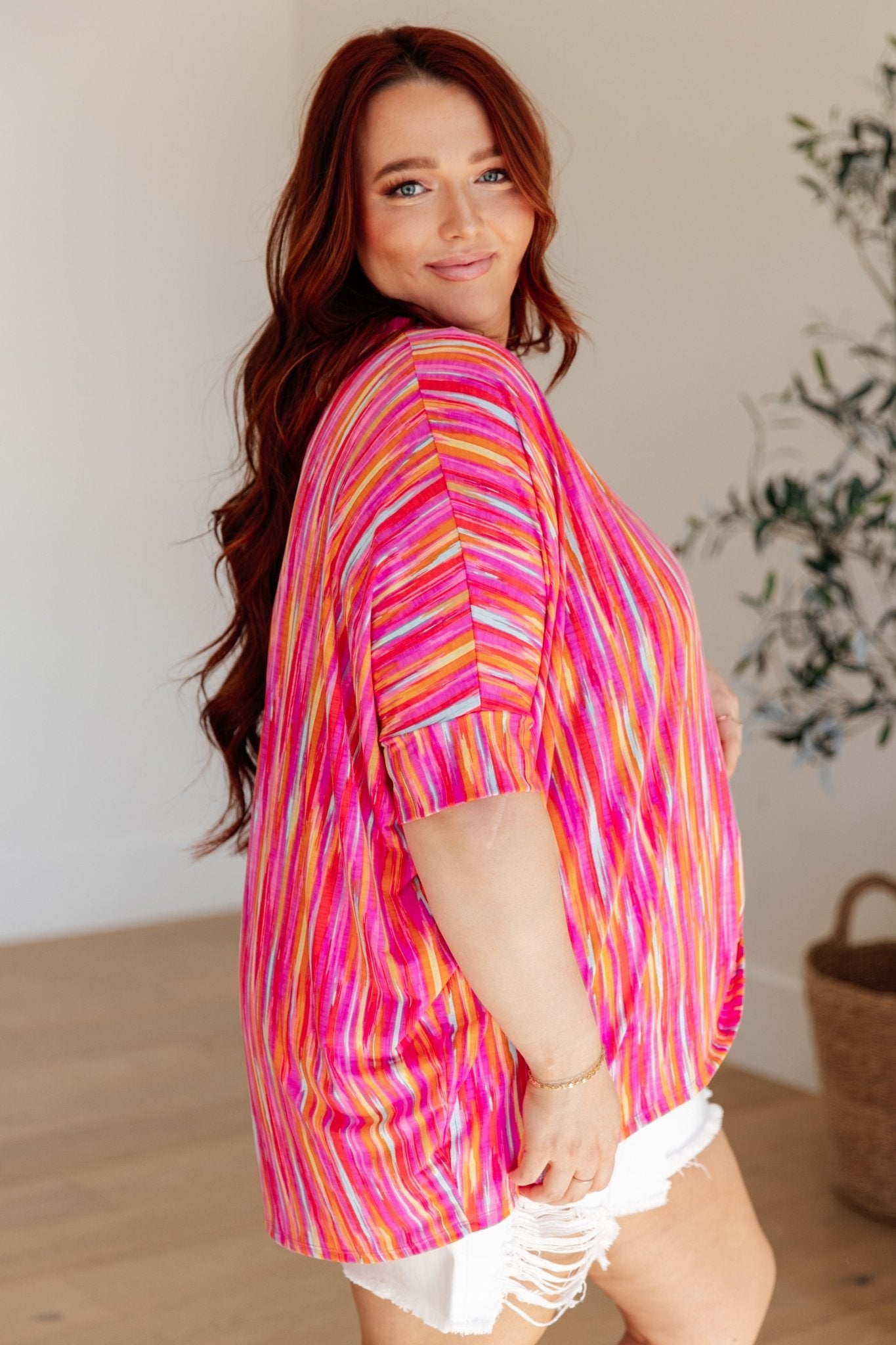 Essential Blouse in Magenta Kaleidoscope (Online Exclusive) - Uptown Boutique Ramona