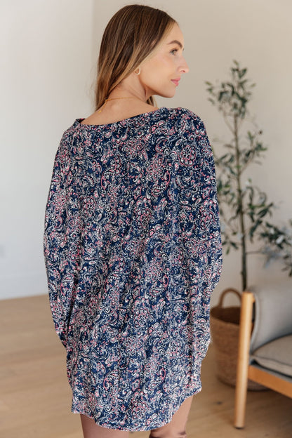 Essential Blouse in Navy Paisley (Online Exclusive) - Uptown Boutique Ramona