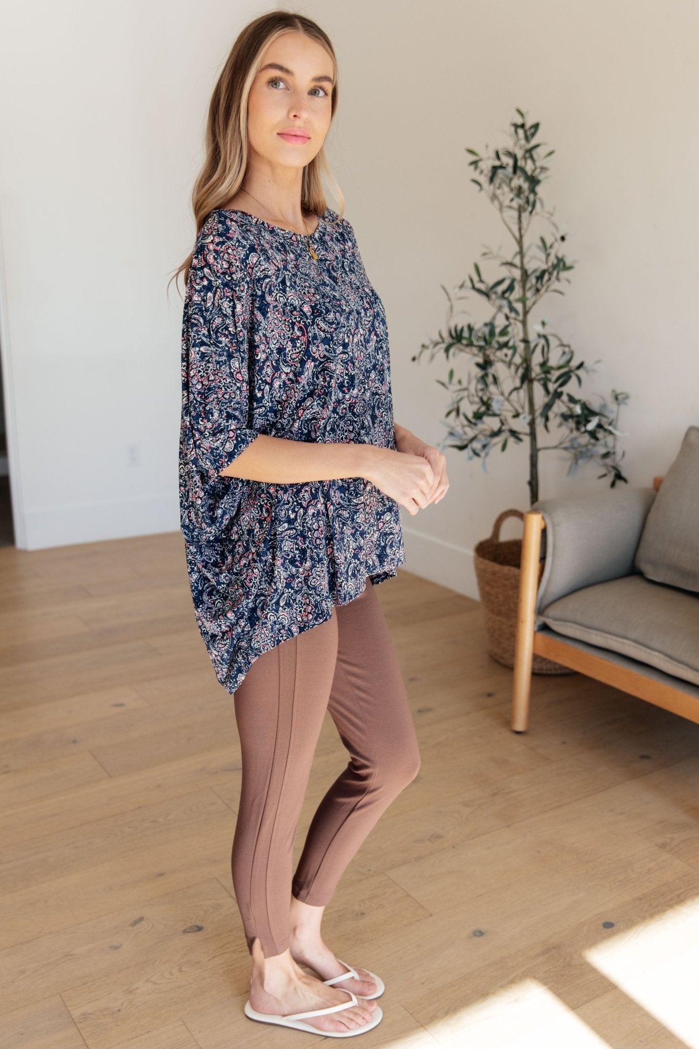 Essential Blouse in Navy Paisley (Online Exclusive) - Uptown Boutique Ramona