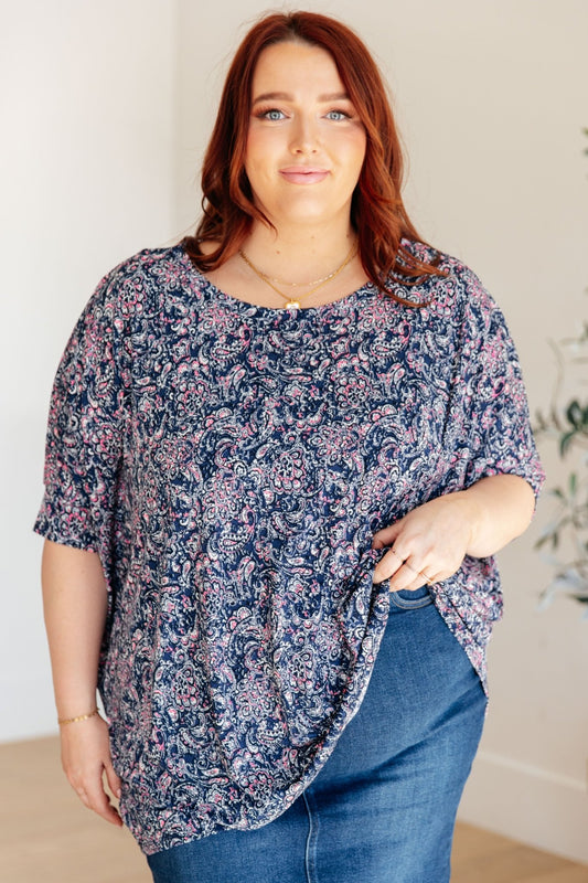 Essential Blouse in Navy Paisley (Online Exclusive) - Uptown Boutique Ramona