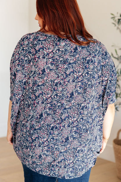 Essential Blouse in Navy Paisley (Online Exclusive) - Uptown Boutique Ramona