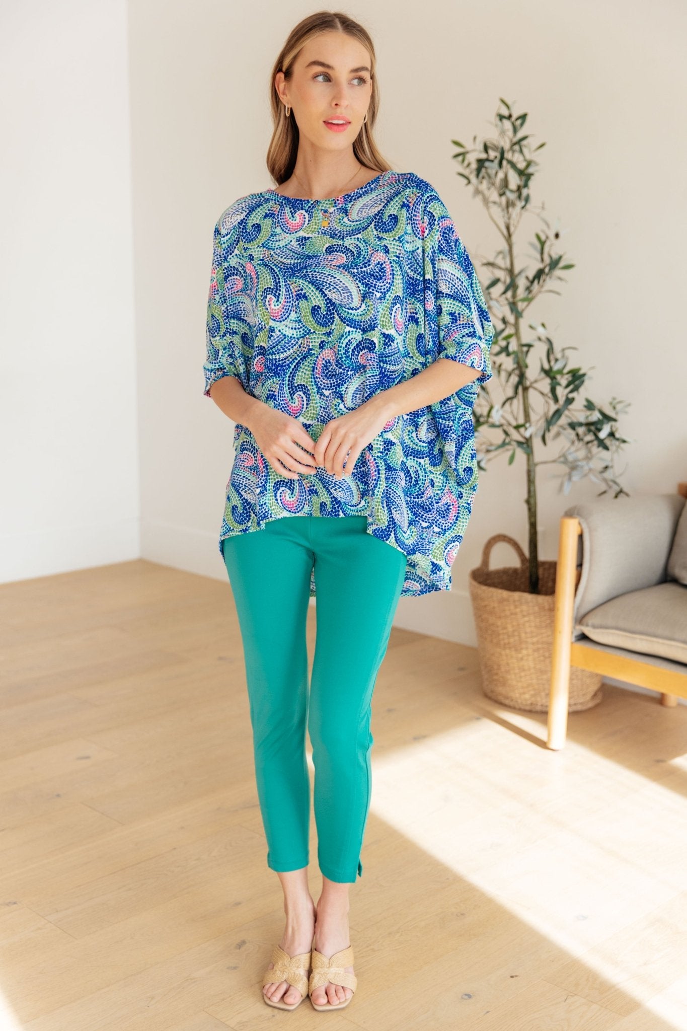 Essential Blouse in Painted Blue Mix (Online Exclusive) - Uptown Boutique Ramona